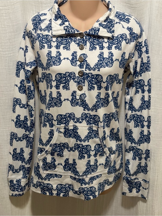 Lilly Pulitzer Sweaters - Lilly Pulitzer Captain Popover Tons of Fun Elephant Print Size XS